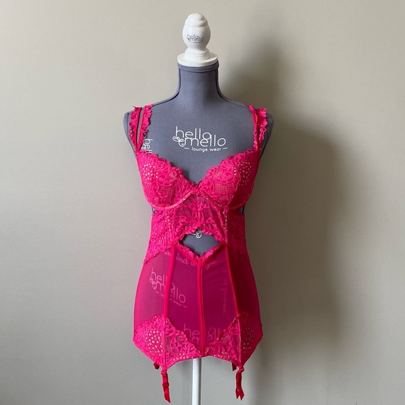 Victoria's Secret Other - Victoria’s Secret (NWT) Barbie hot pink ribbed garter lingerie corset